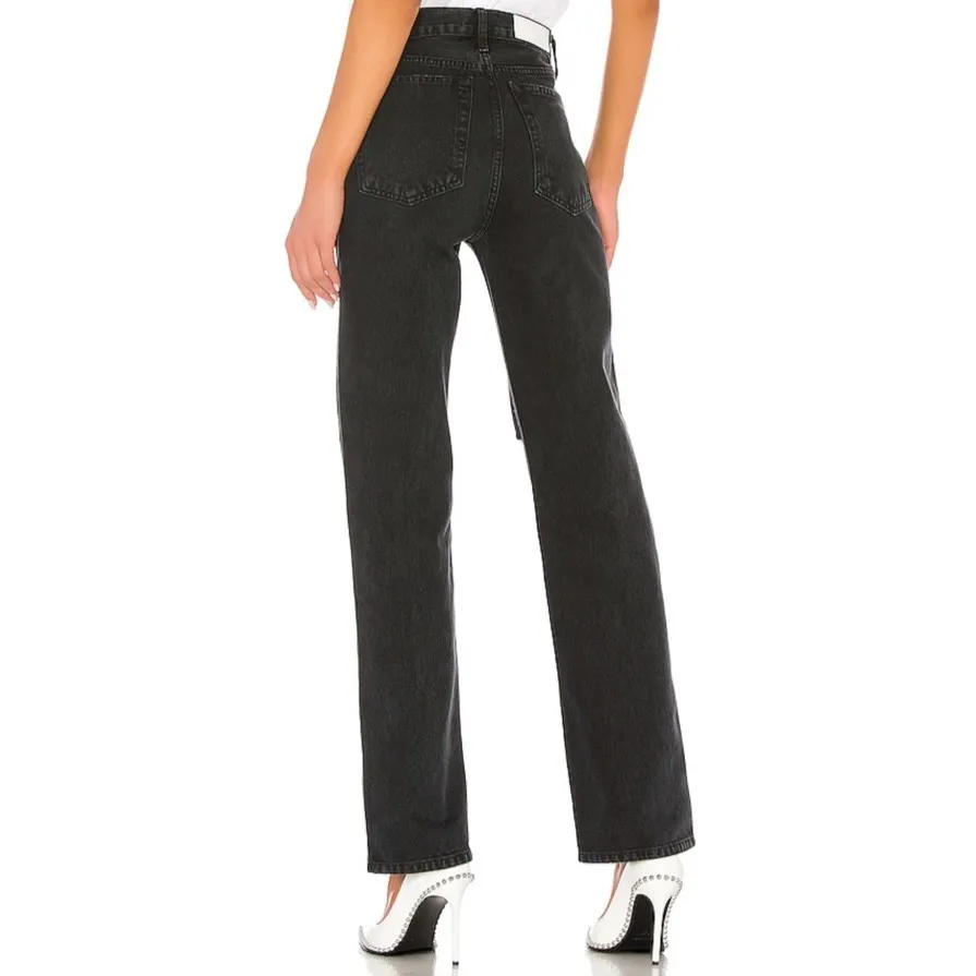 Re/Done Originals High Rise Loose Jeans Washed Black With Rips - Image 3