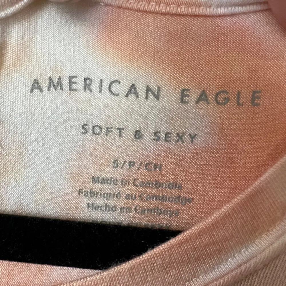 American Eagle soft & sexy orange tie dye‎ t-shirt oversized women’s size small - Image 5