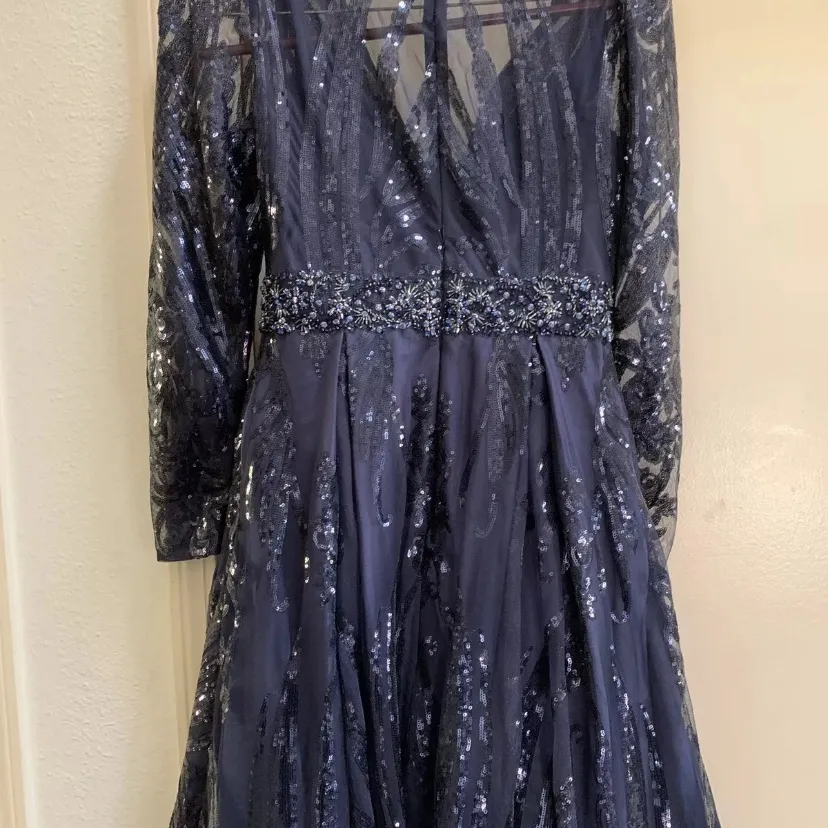 Mac Duggal Blue Formal Gown Dress 4 Small Floor length WORN ONCE Mother of bride - Image 12