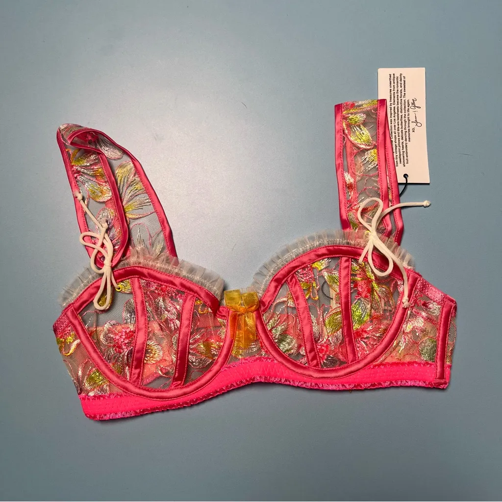 NWT For Love & Lemons x Victoria’s Secret‎ Pink Underwire Lace Bra Size XS - Image 2