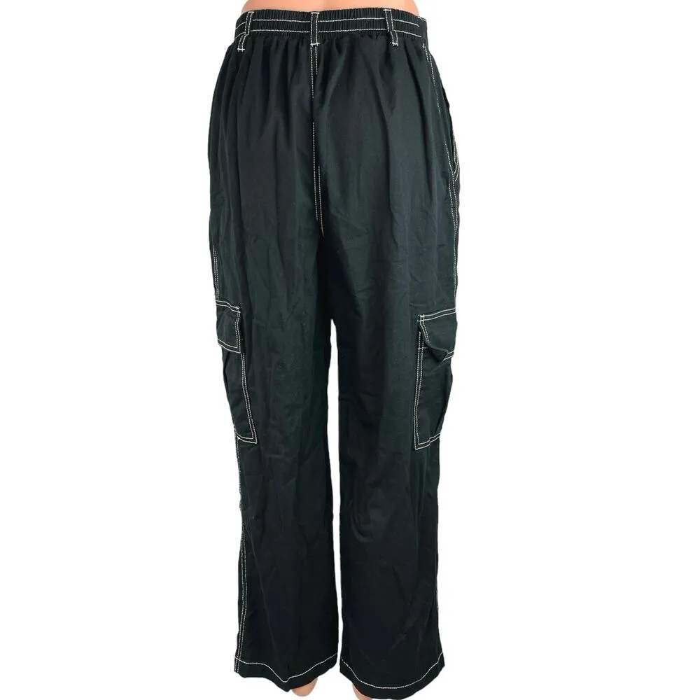 Wild Fable Denim Black Relaxed Fit High Rise Straight Leg Cargo Jeans Size XS - Image 3