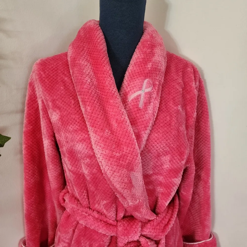 Pink Breast Cancer Awareness Plush Robe Size M - Image 2