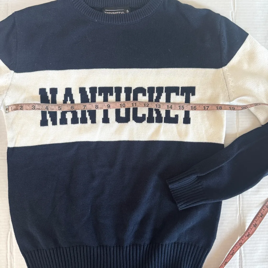 The Thoughtful Design Group navy blue NANTUCKET Intarsia Crewneck Sweater sz XS - Image 8