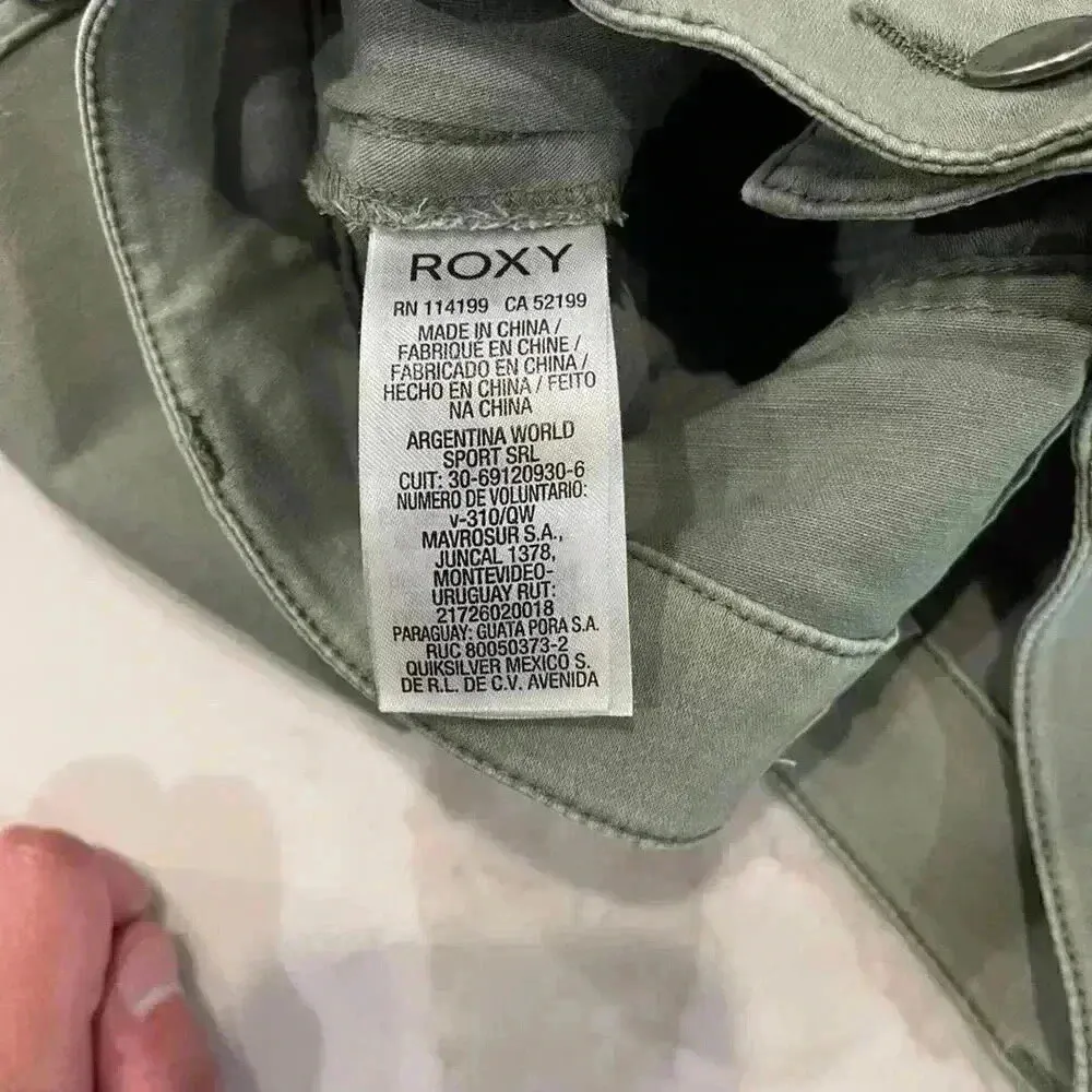 Roxy Cargo City Pants Army Green Zipper Ankles Womens 24 Utility Casual Slim Fit - Image 8