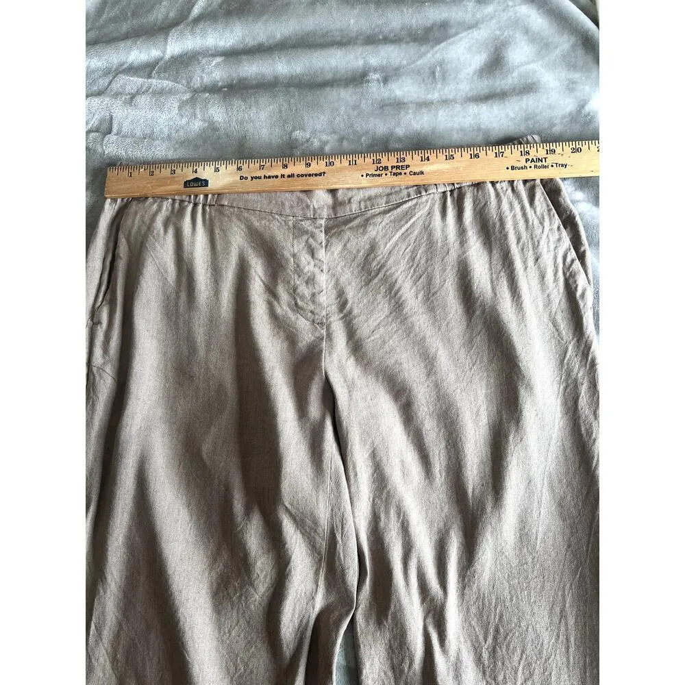 J. Jill womens size XL pants linen pull-on beige cropped  mid-rise wide leg - Image 3