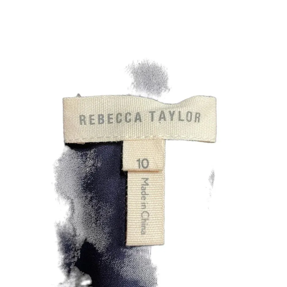 Rebecca Taylor Short Sleeve Pucker Jacquard Dress Navy‎ Blue Size 10 - Image 10