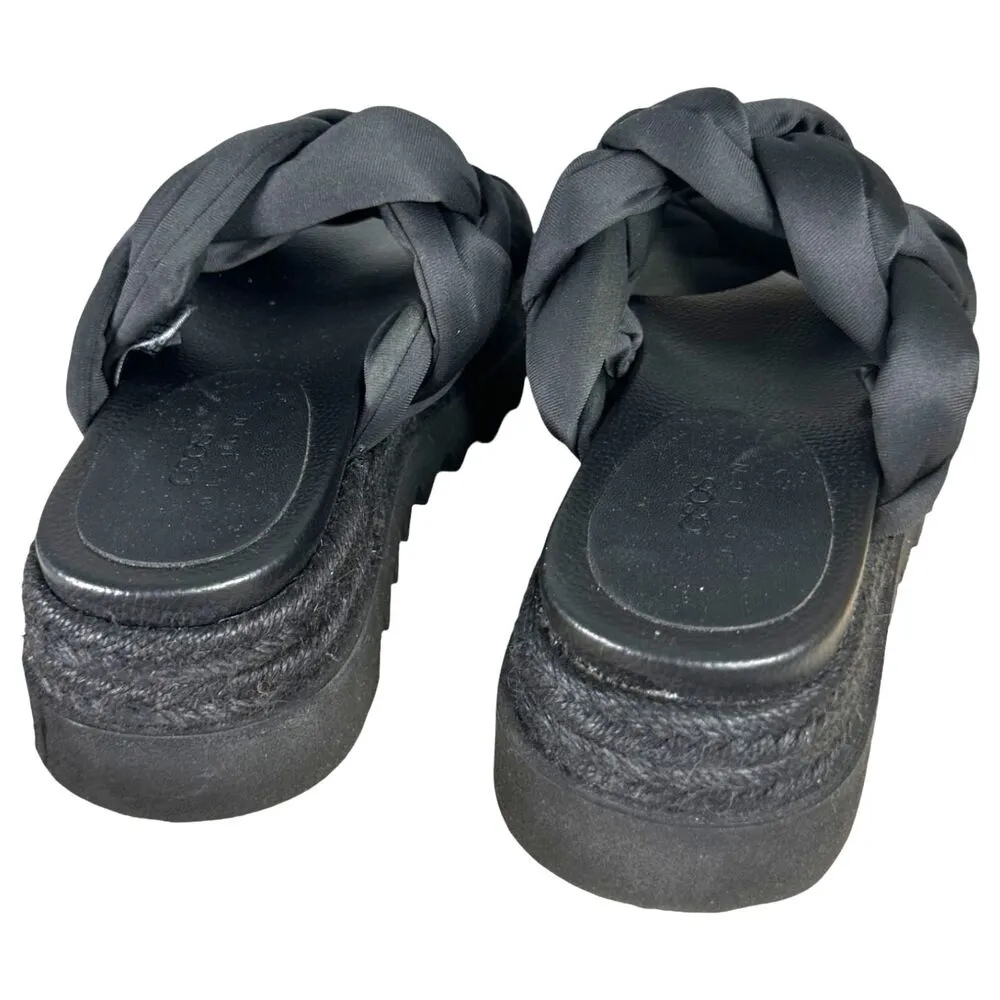Asos Design Black Platform Lug Sole Quilted Braided Slides Size 8 - Image 8