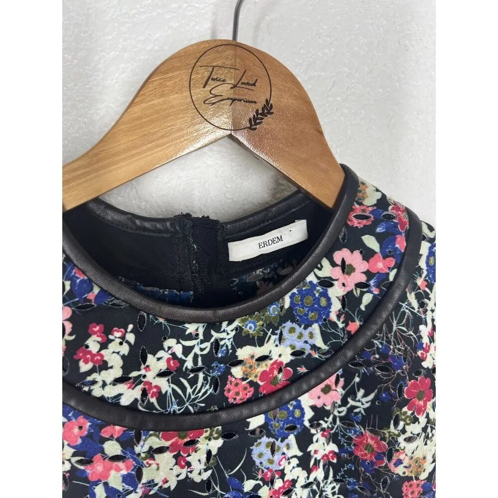 Erdem Ivana Laser cut Neoprene Dress Size 4 Floral Fit And Flare Sheer - Image 2