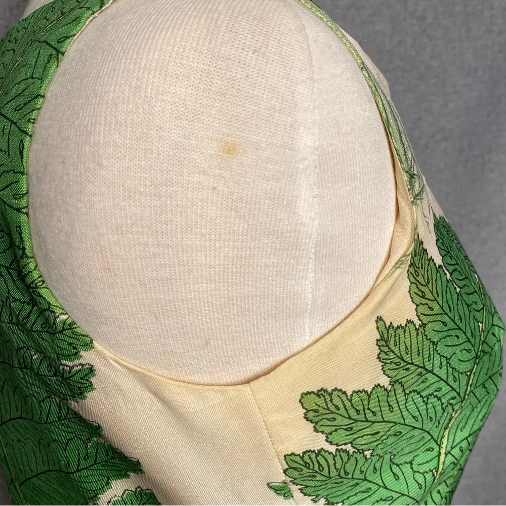 Amazing Vintage 1960s Fern And flower Plant Shift Sleeveless dress _ Size Small Green - Image 7