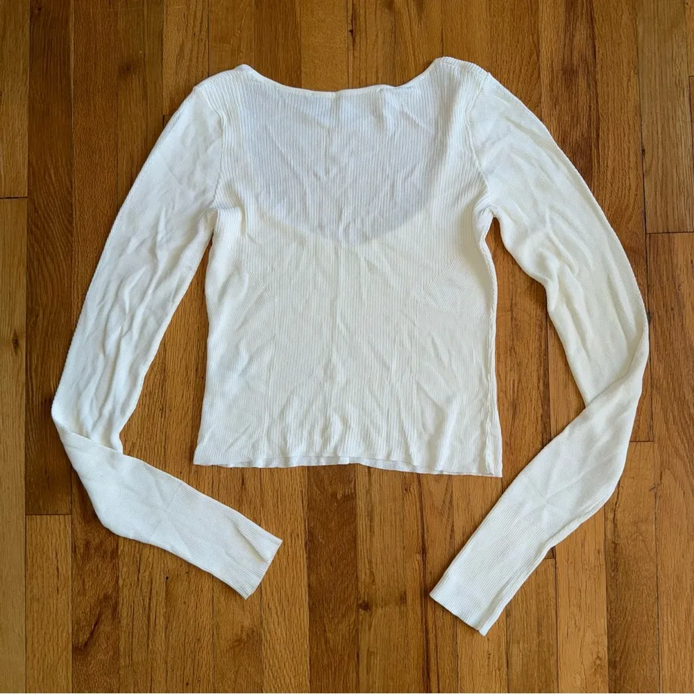GAUGE81 Long Sleeve Sweetheart Neck Shirt Ivory Off White Small - Image 3
