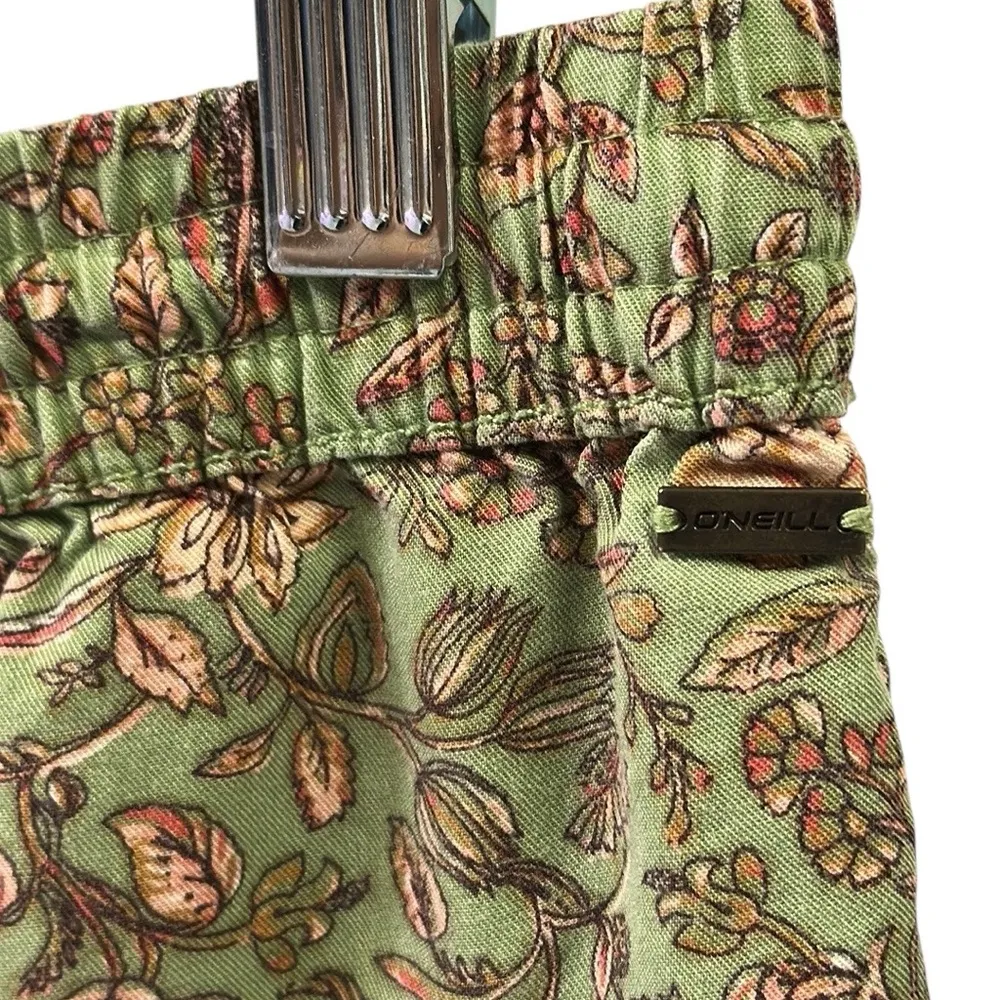 Viscose Oneill Fran Green Floral Print Drawstring Waist 4 Pocket Shorts Womens L - Image 9