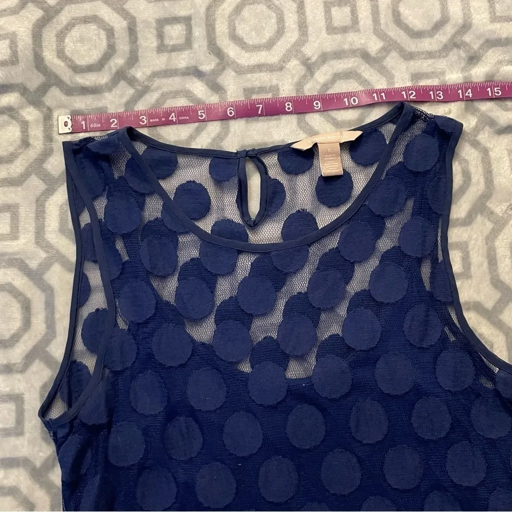 Banana Republic retro tank top blouse navy mesh sleeveless polka dot top - Image 9