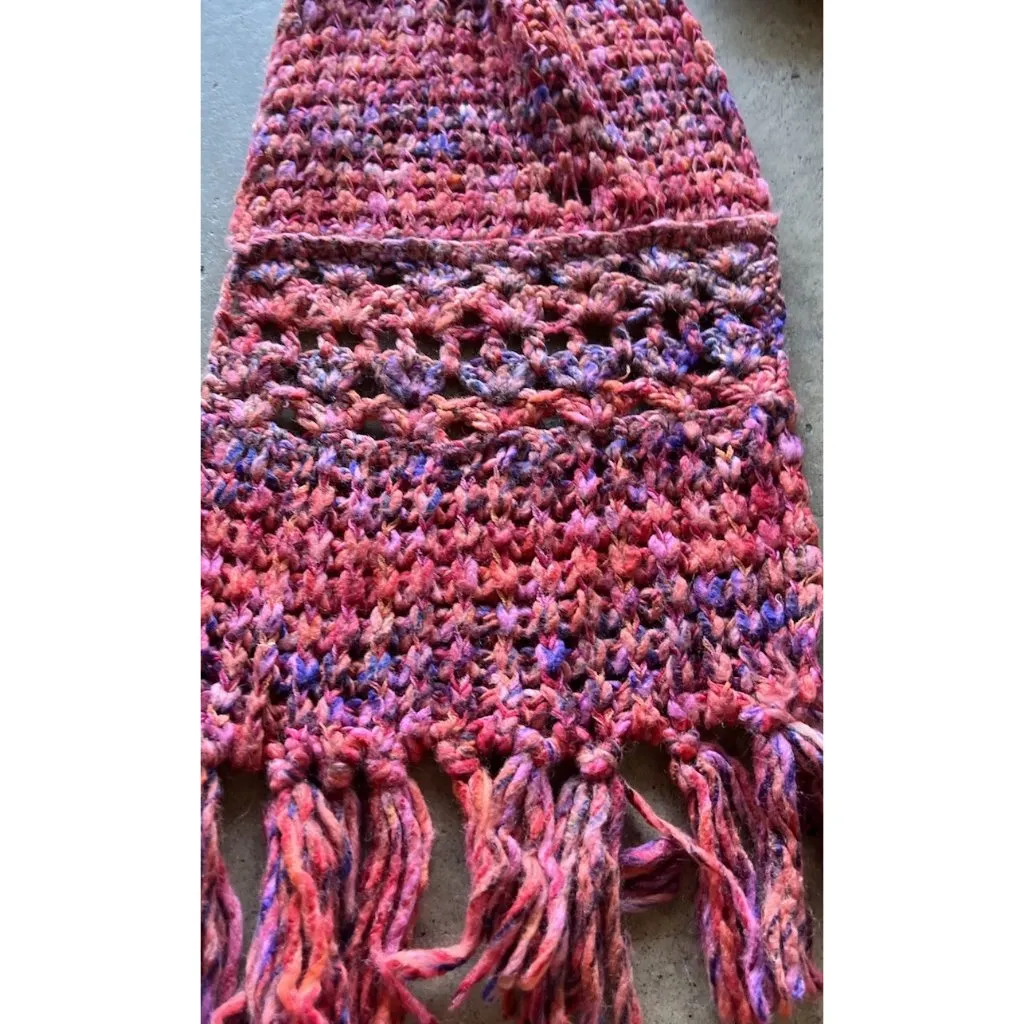 Free People Maroon Wool Soft Alpaca Mohair Chunky Loose Knit Oversized Scarf 89” - Image 8