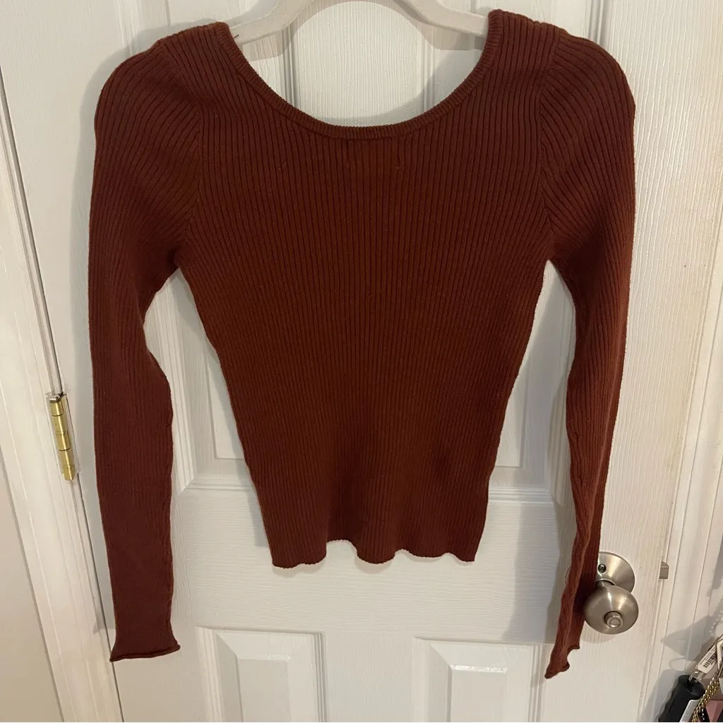 Universal Thread Ribbed Top in Brown - Image 2