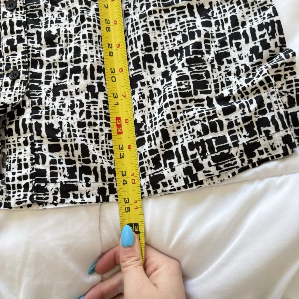 Vintage 90s Y2K Womens Size 8 Button Down Dress Black White Short Sleeve Office - Image 6