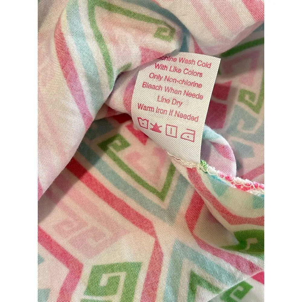 Macbeth Collection Diamond Print Pink Green Girly Swim Beach Coverup Size Medium - Image 13