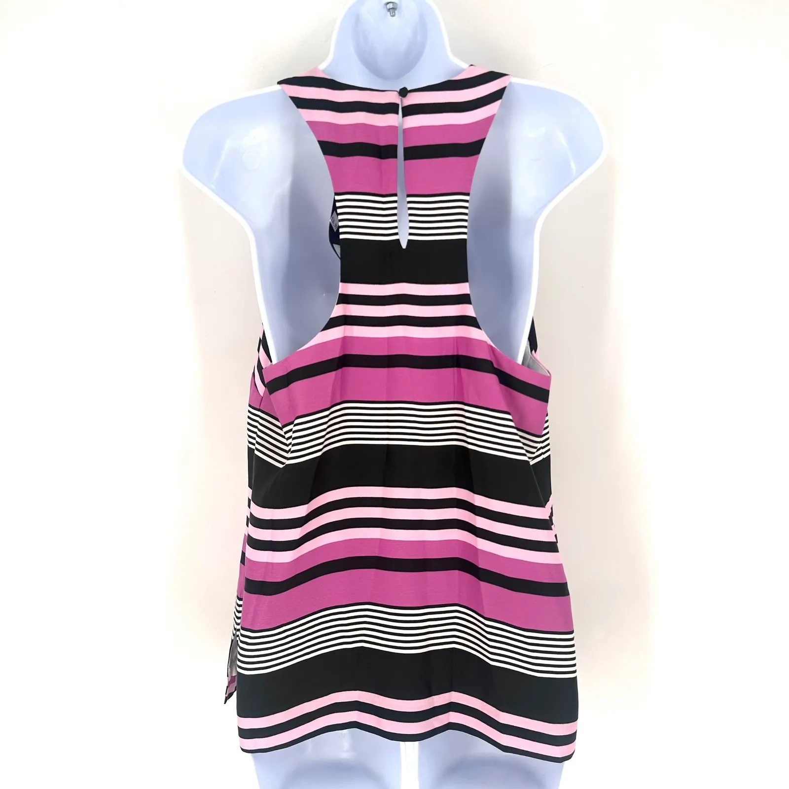 NWT Banana Republic Women's Striped Racerback Blouse Size S Pink‎ Black White - Image 5