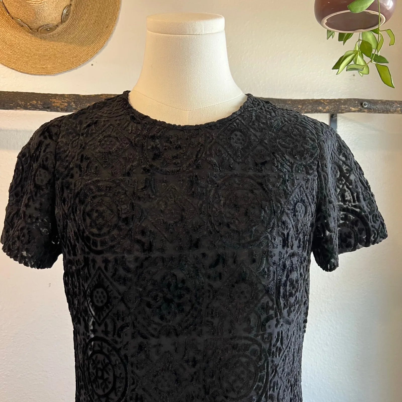 Enrico Coveri Black Sheer Mesh Printed Short Sleeve Mini Dress Size Small - Image 11