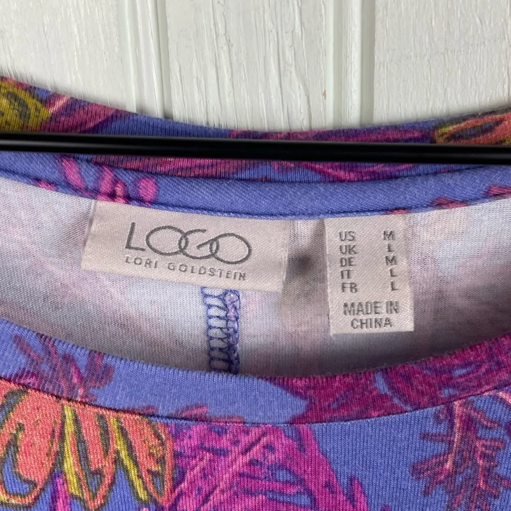 LOGO by Lori Goldstein Printed Knit Top Twin Set w/ Contrast Tank Size Medium - Image 6