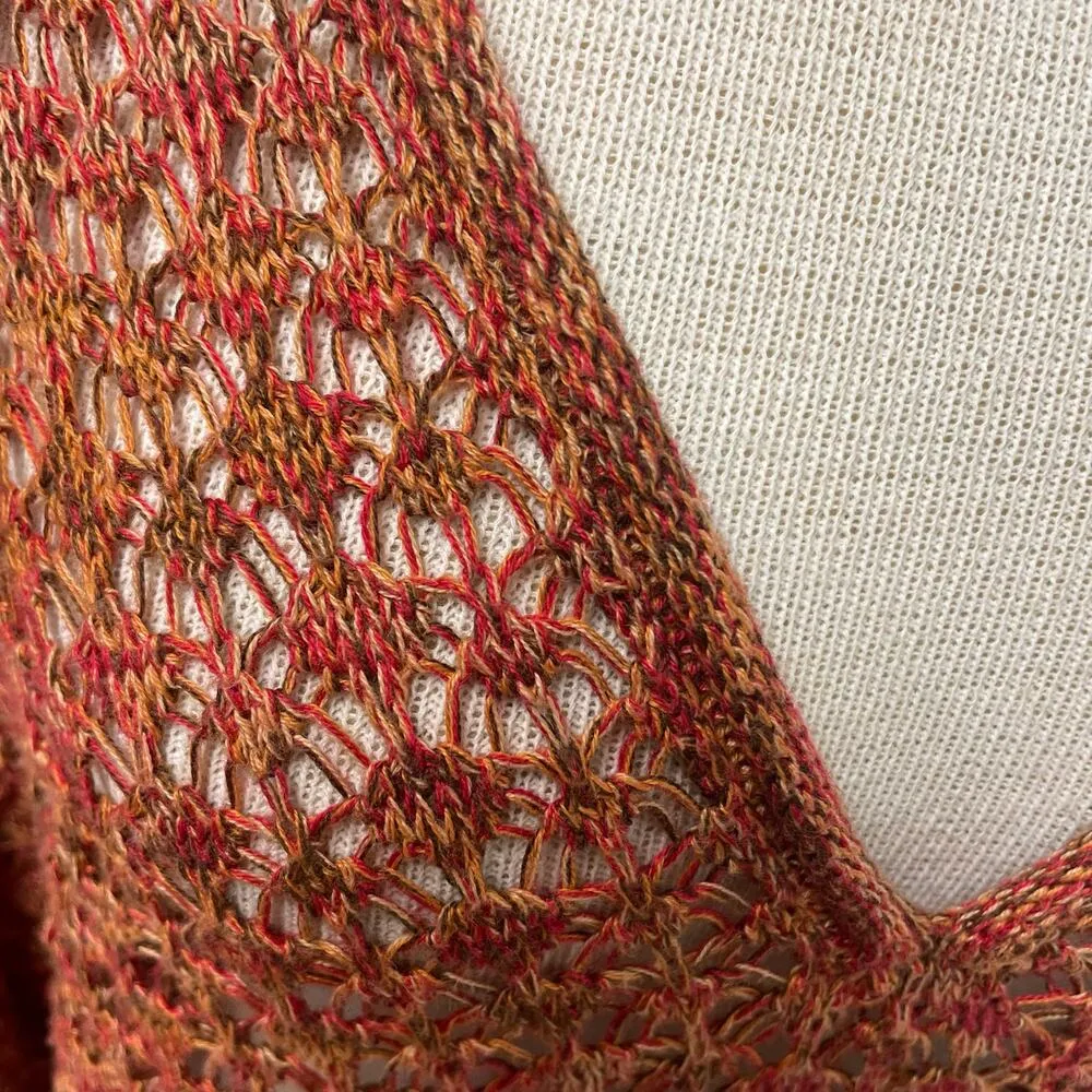 Coldwater Creek Hooded Sweater Size Medium Orange Loose Knit Cover Up Tunic - Image 2