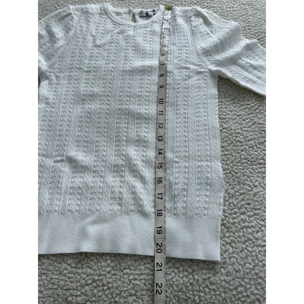 Madewell Womens Calla Snowy Lace Short Elbow Sleeve Knit Top White Size XS - Image 8