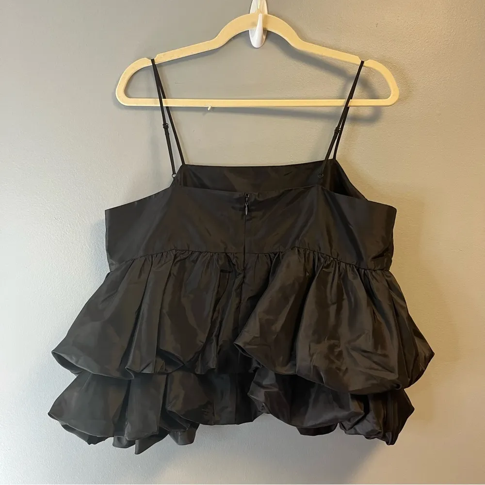 A New Day Black Puffy Tank Top Fun Going Out Shirt Sz L NWT Adjustable Straps - Image 3