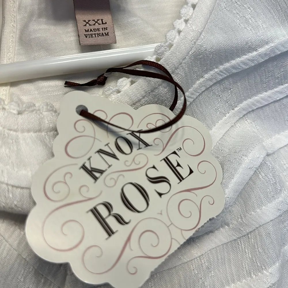 Knox Rose White Bohemian Lace Off White Cream Pullover Tunic Shirt XXL NWT #0398 - Image 6