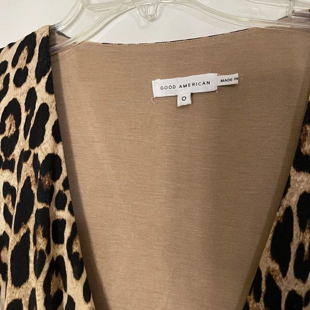 NEW Good American Good Touch Animal Print Long Sleeve Midi Dress size 0 XS - Image 6