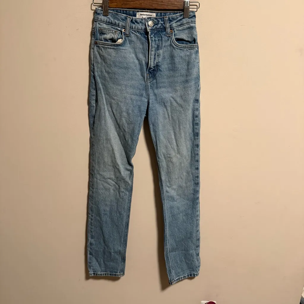 Reformation Liza Ultra High Rise Slim Straight Jeans in Malta- Size 25 - Image 3