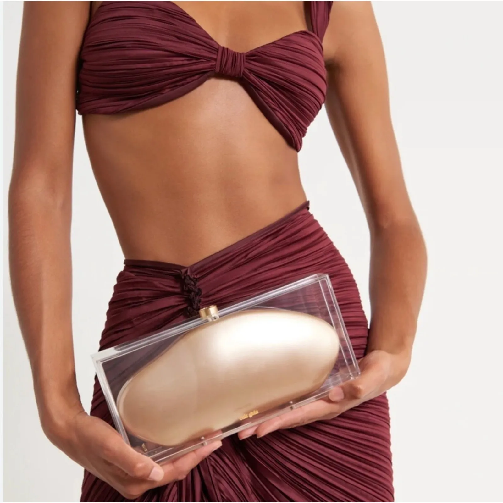 Cult Gaia Annika Clutch Transparent / Brass Gold One Size Bag EUC - Image 4