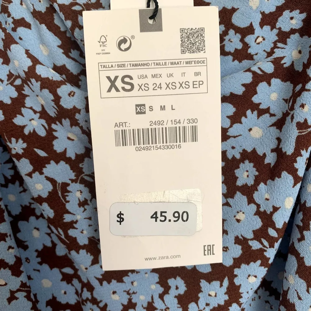 NWT Zara Draped Floral Print Skirt Brown Blue - Image 13