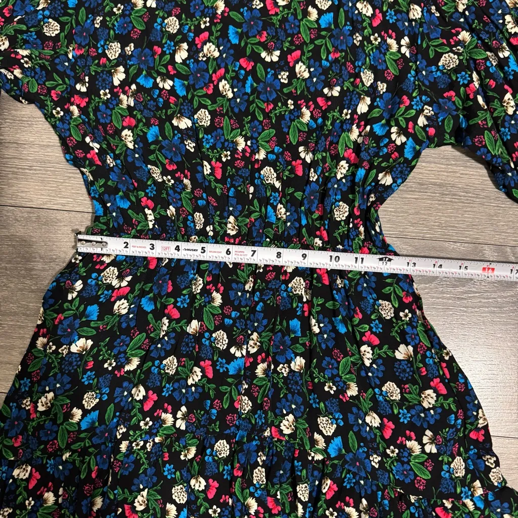 Zara Women Multicolor Floral Long Sleeve Fit & Flare Short Jumpsuit Dress Size M - Image 9