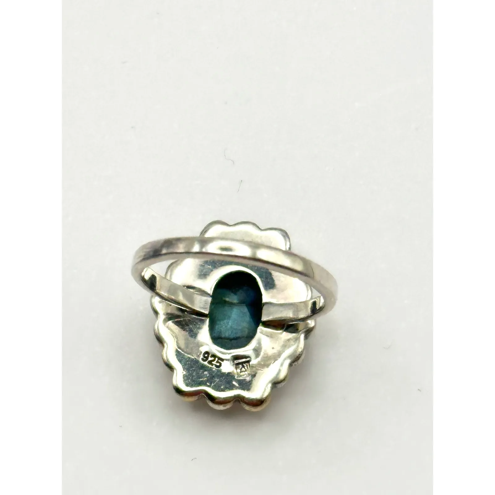 Faceted Labradorite Sterling Silver Handmade Ring Size 8 - Image 6
