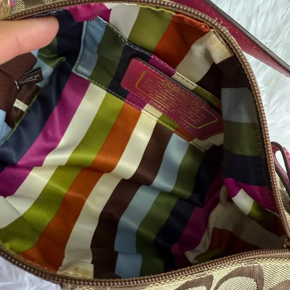 y2k COACH Legacy Stripe Signature Canvas  Mini Purse Shoulder Bag Wristlet - Image 6