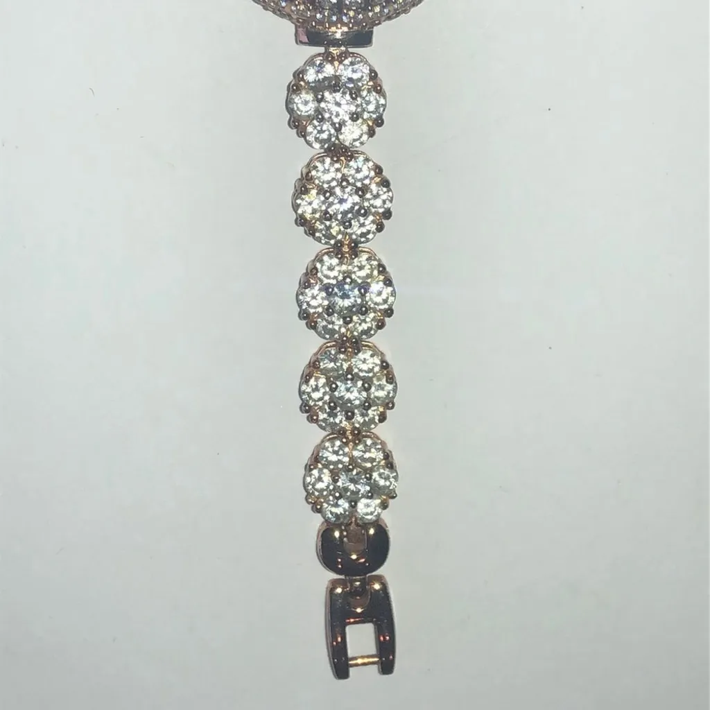 Burgi Ladies Diamond Dial BUR139RG Crystal CZ Rhinestone Rose Gold Tone Watch White - Image 2