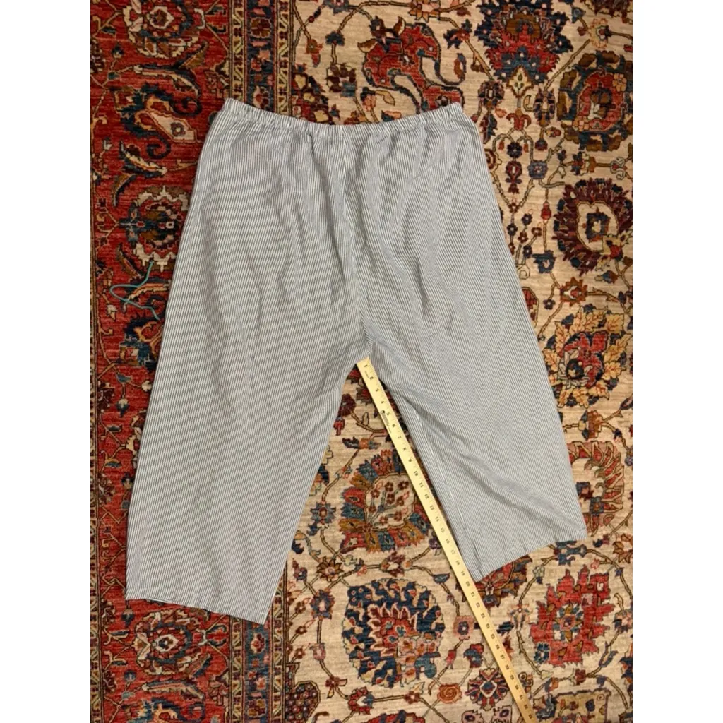 Lisa Bayne Linen Cotton Striped Crop Pants Coastal Grandma Made in USA L White Size L - Image 7