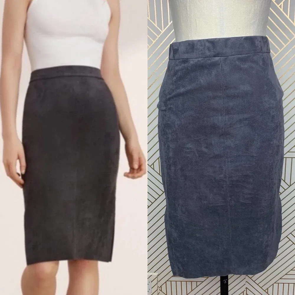Aritzia Wilfred Free Lis Vegan Suede Pencil‎ Skirt in Gray Size US 2 - Image 2