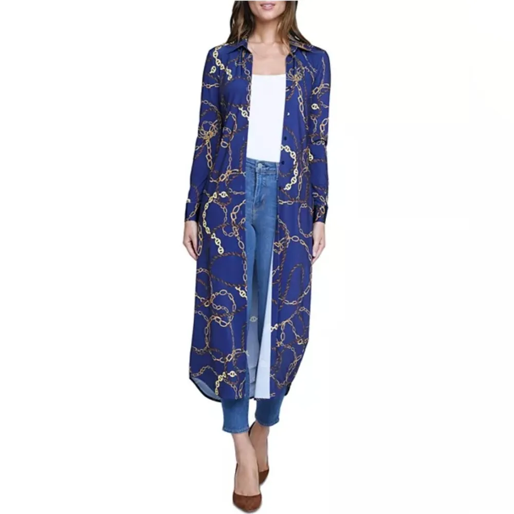 L’Agence Raelynn Shirt Dress in Indigo Gold, NWT, Size XS - Image 7