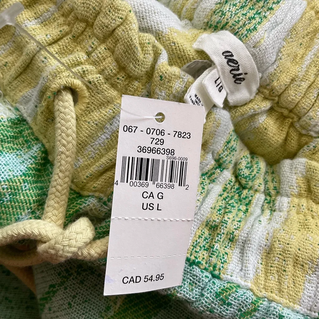 Aerie Jaquard Green Yellow Lounge Shorts Size Large New - Image 2