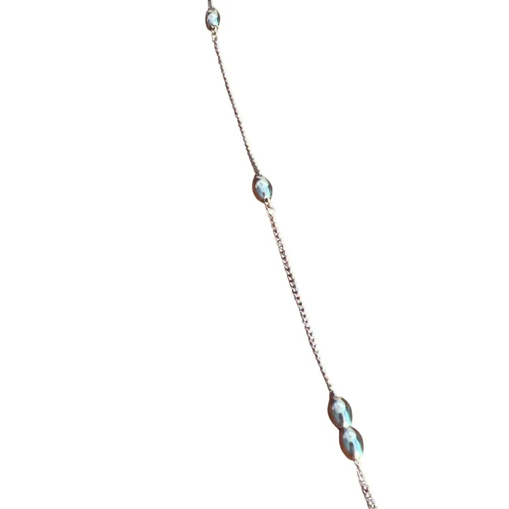 Vintage Silver Tone Oval Bead Stations Chain Necklace Spring Ring Estate 22" - Image 3