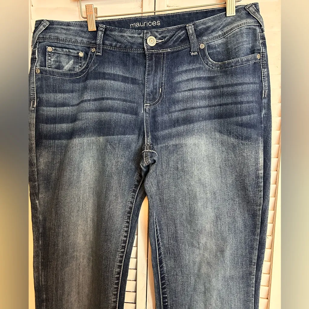 Maurices dark blue jeans Womens Size 14 Regular Curvy Straight Stretch - Image 3