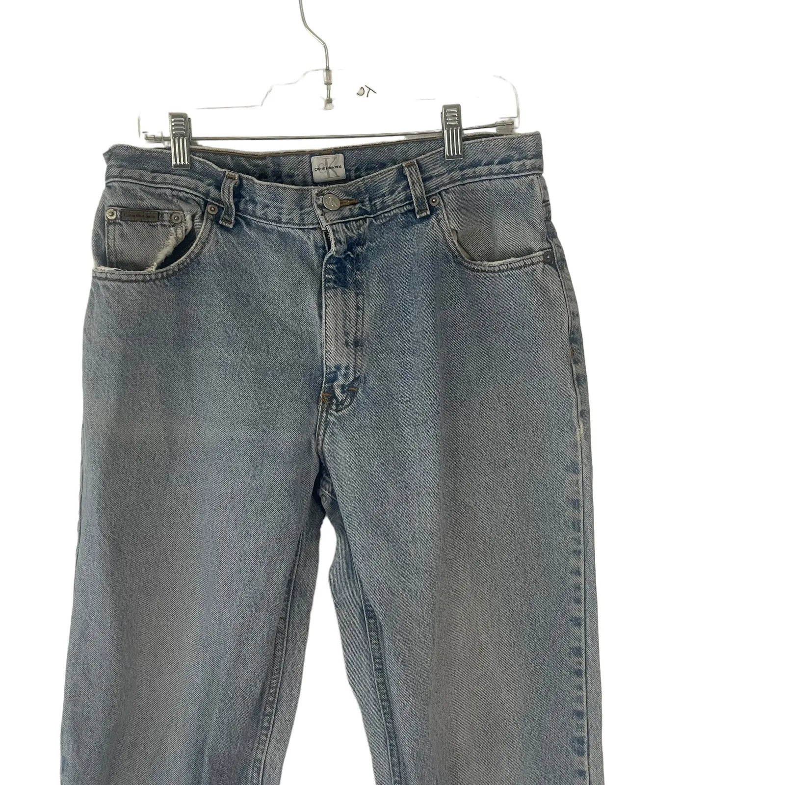 CK‎ Calvin Klein Vintage 90s Women's Plus Size 34 Baggy Light Wash Mom Jeans Blue - Image 2