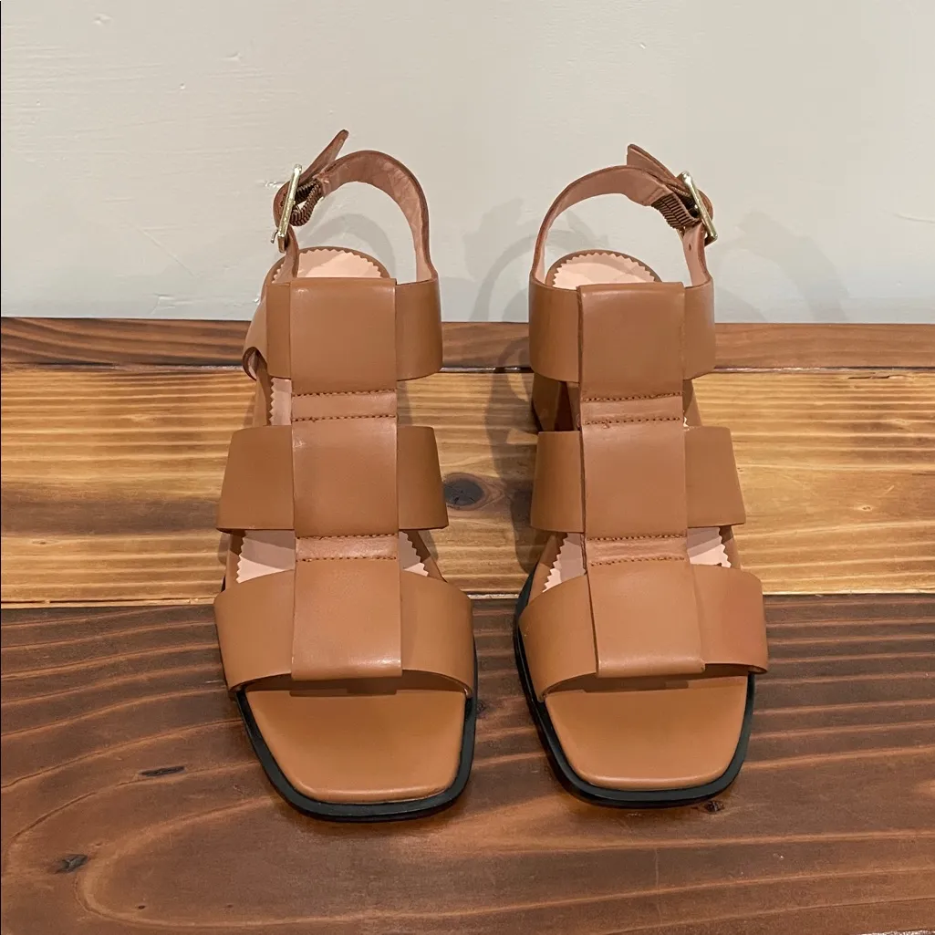 J. Crew Brown Leather Dylan Fisherman Block-Heel Sandals Size 6 - Image 3