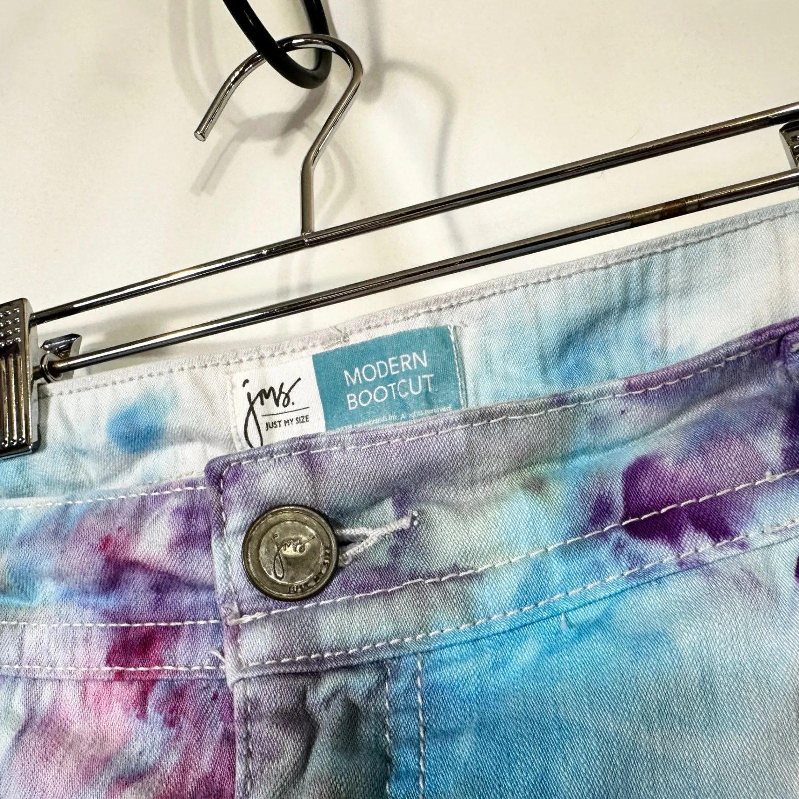 JMS Just My Size Plus Size 26WP Jeans Handmade Tie Dye Bootcut Purple Blue 670 - Image 14