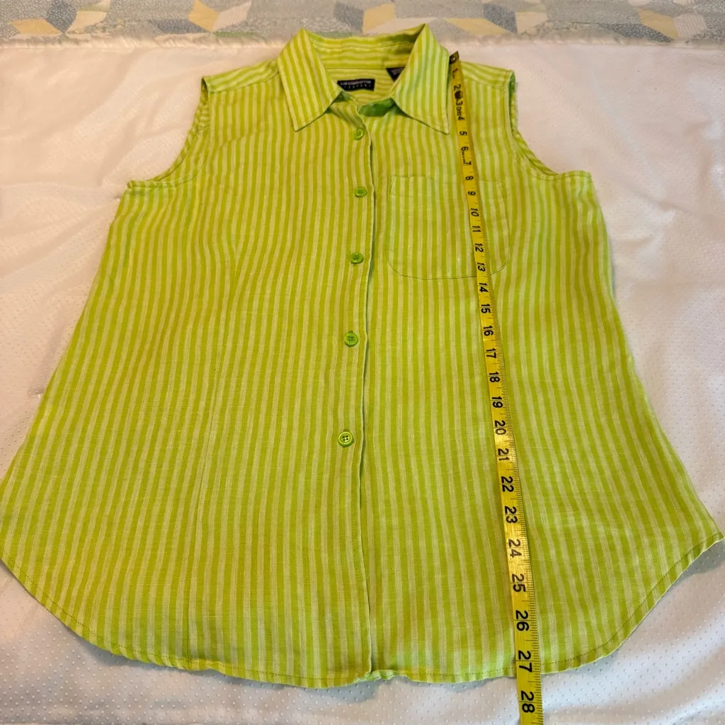 Liz Claiborne Liz Sport Linen Sleeveless Blouse Top Women’s Size Large Green - Image 8