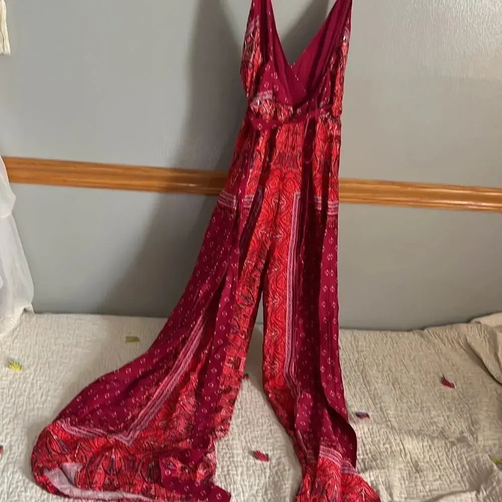 Free People Cabbage Rose Pink Multi Print Jumpsuit Multicolor Size 4 - Image 7