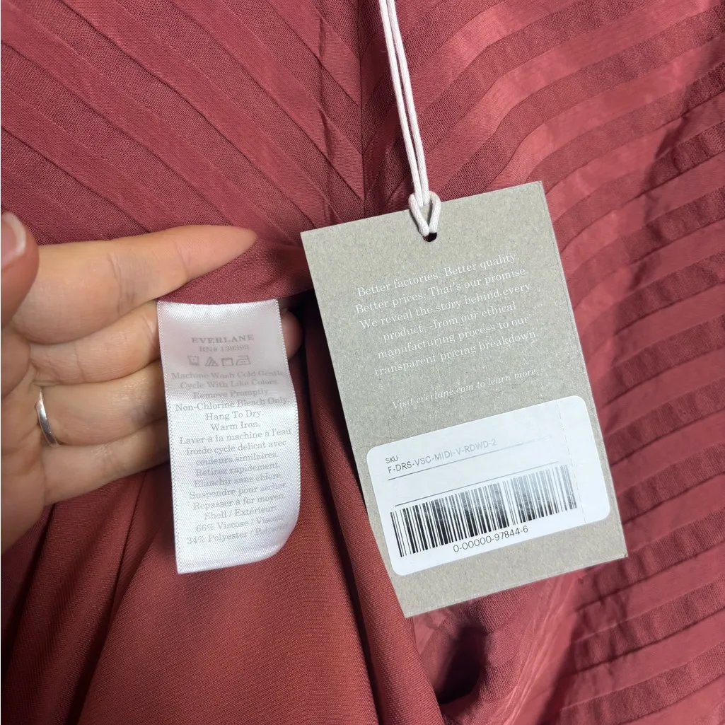 Everlane NWT Rust Colored City Striped Sleeveless V-neck Midi Dress - Image 7
