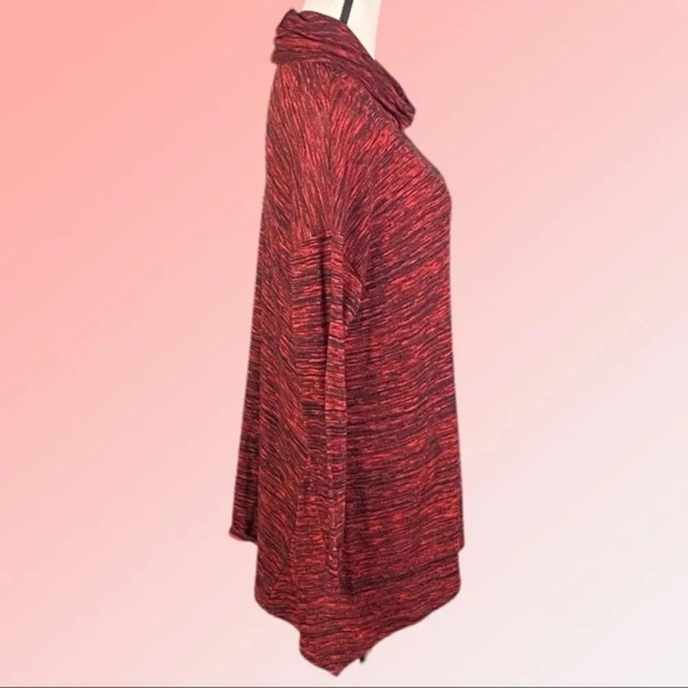 JOAN VASS heather red and black lightweight turtleneck sweater, size Medium. EUC - Image 4