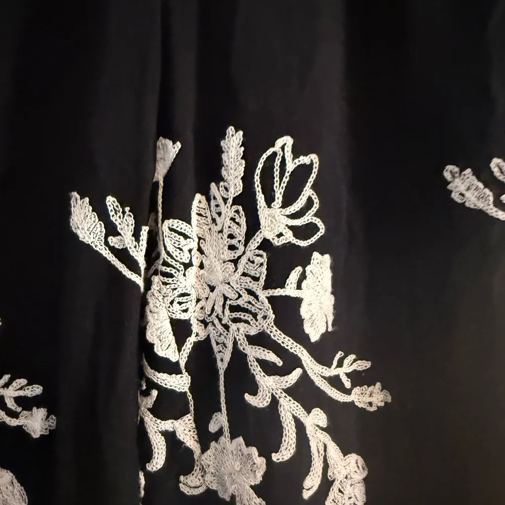 LIV Los Angeles Black Embroidered Palazzo Pants Wide Leg Boho Festival S - Image 2