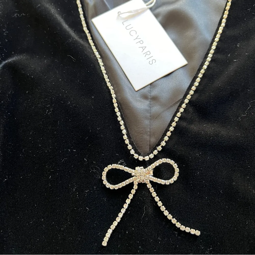 NWT Lucy Paris Black Velvet Long Sleeve Rhinestone Bow mini dress - Image 11